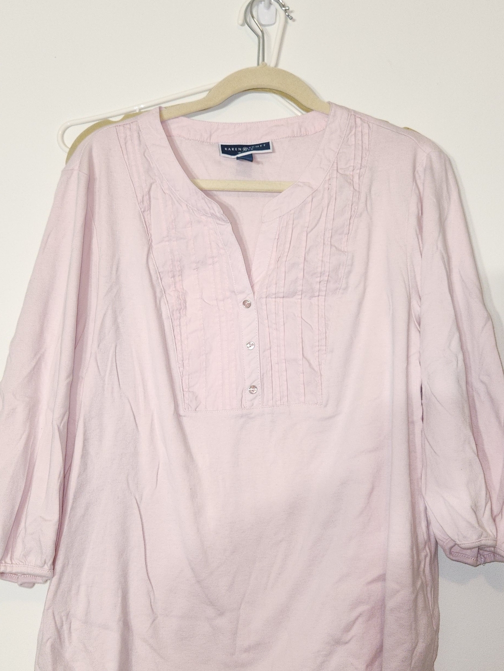 Karen Scott Pink Pintuck Cotton Tunic Top 2X